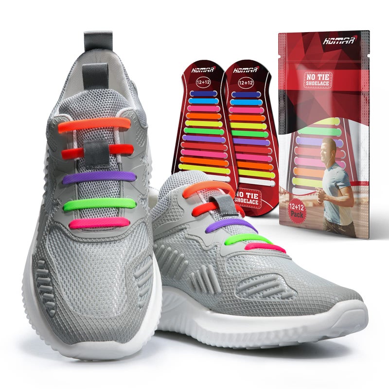 HOMAR No Tie Shoelaces for Kids Adults Stretch Elastic Tieless No Tie Shoe Laces - Image 2